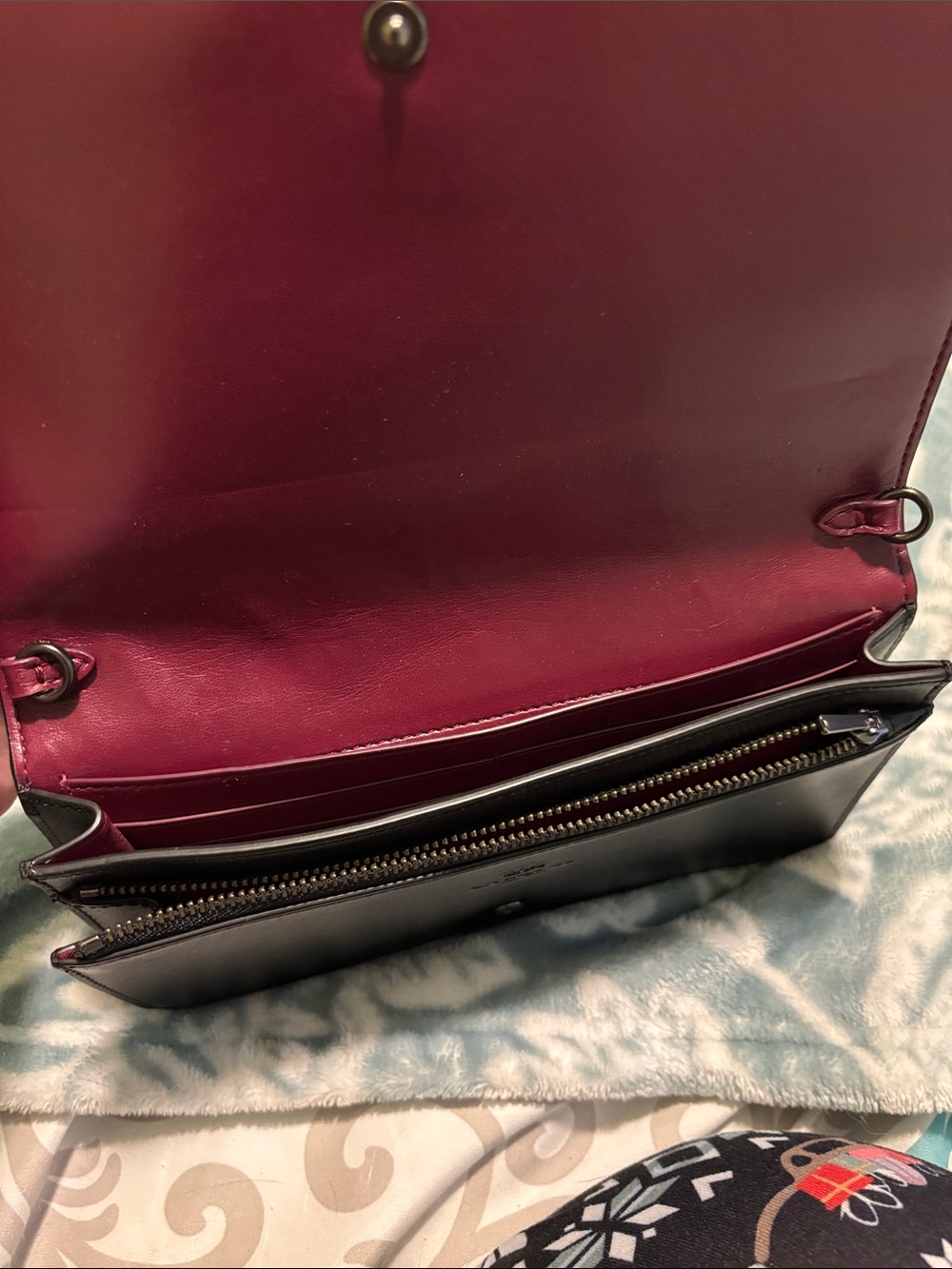 Coach Black Leather Clutch with Metallic Purple Panels - Picture 3 of 11